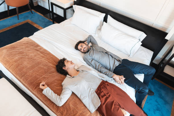 Couple - Relationship, Relaxation, Comfortable, Love - Emotion, Hotel Room